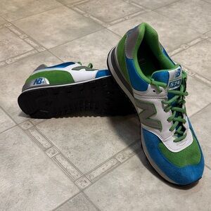 New Balance 574 Shoes - Blue, Green, White